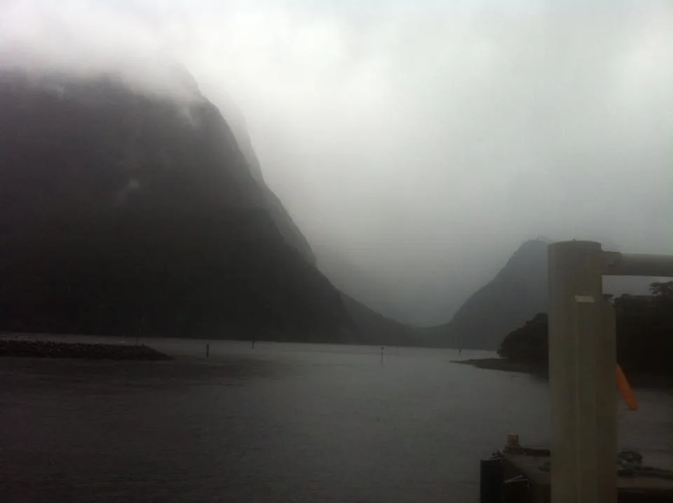 A wet and grey Milford Sound