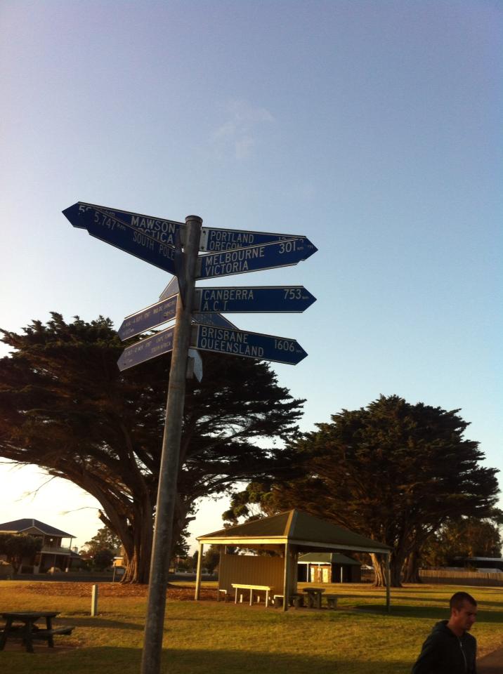 Signpost in Portland, Australia