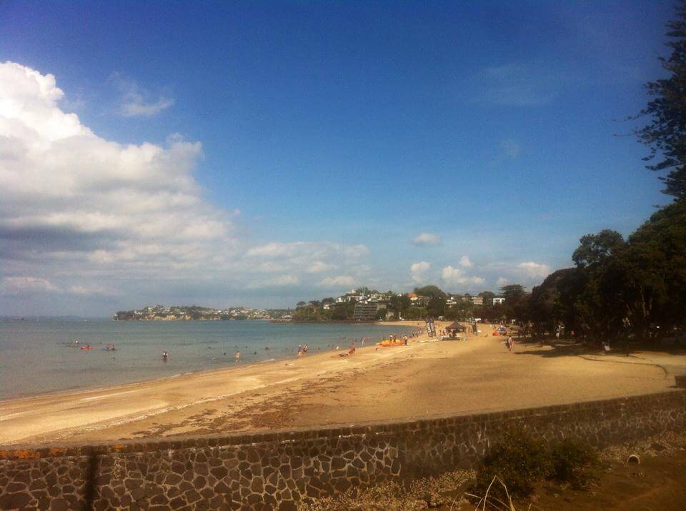 View of Mission Bay beach in Auckland
