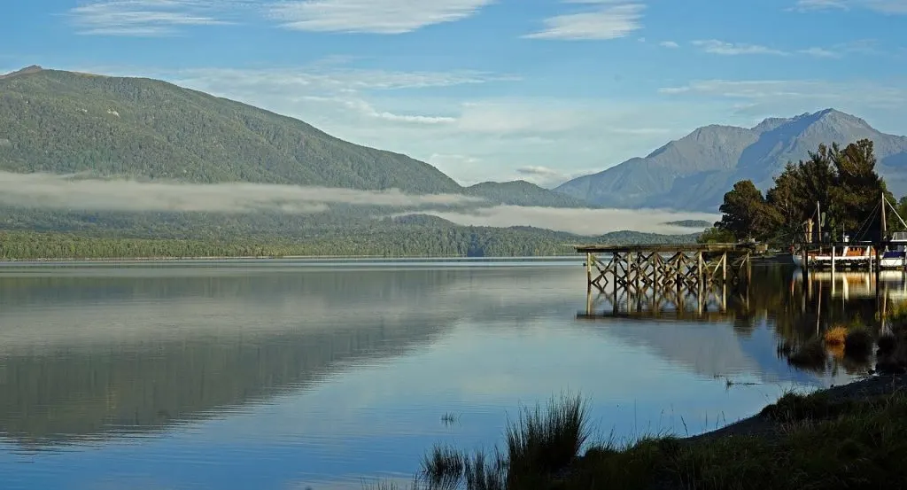 View of Lake Te Anau from the shore