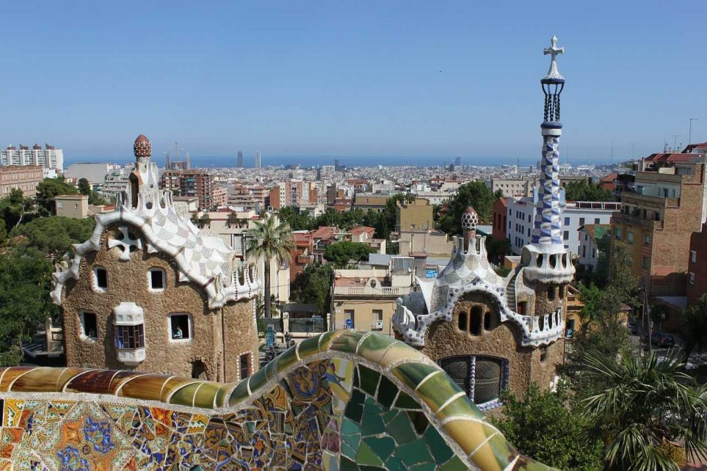View of Parc Guell and Barcelona