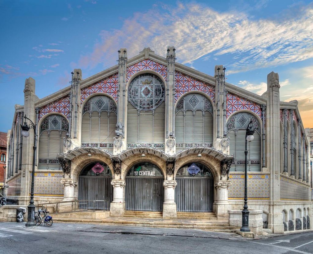 View of the entrance to Mercado Central in Valencia