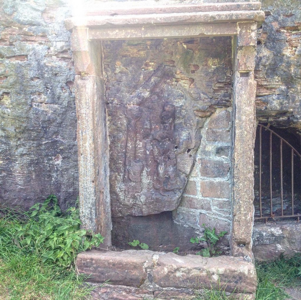 a shrine to the Roman Goddess Minerva that has weathered away over time