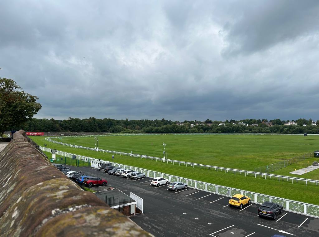 racecourse in chester with car park visible in the foreground