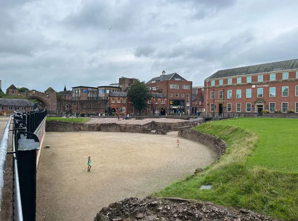 view of the half-excavated roman amphitheatre in chester