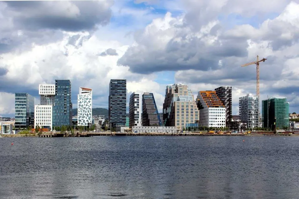 View of Oslo city across the water