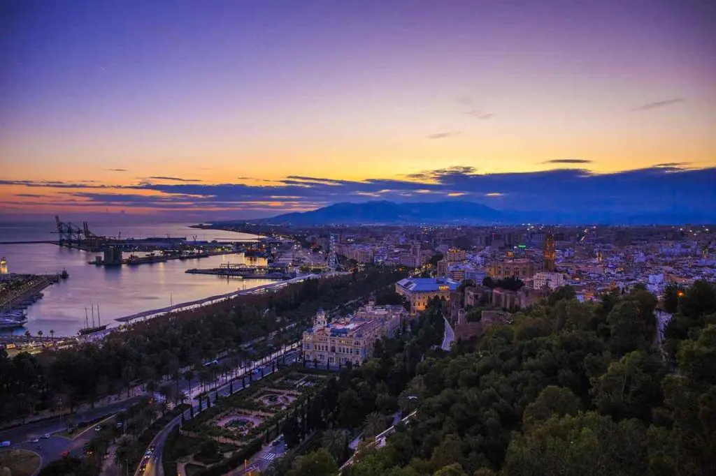 Malaga at sunset