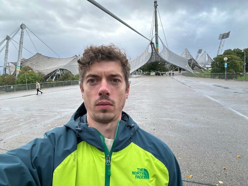 me in Munich in front of the Olympiastadion