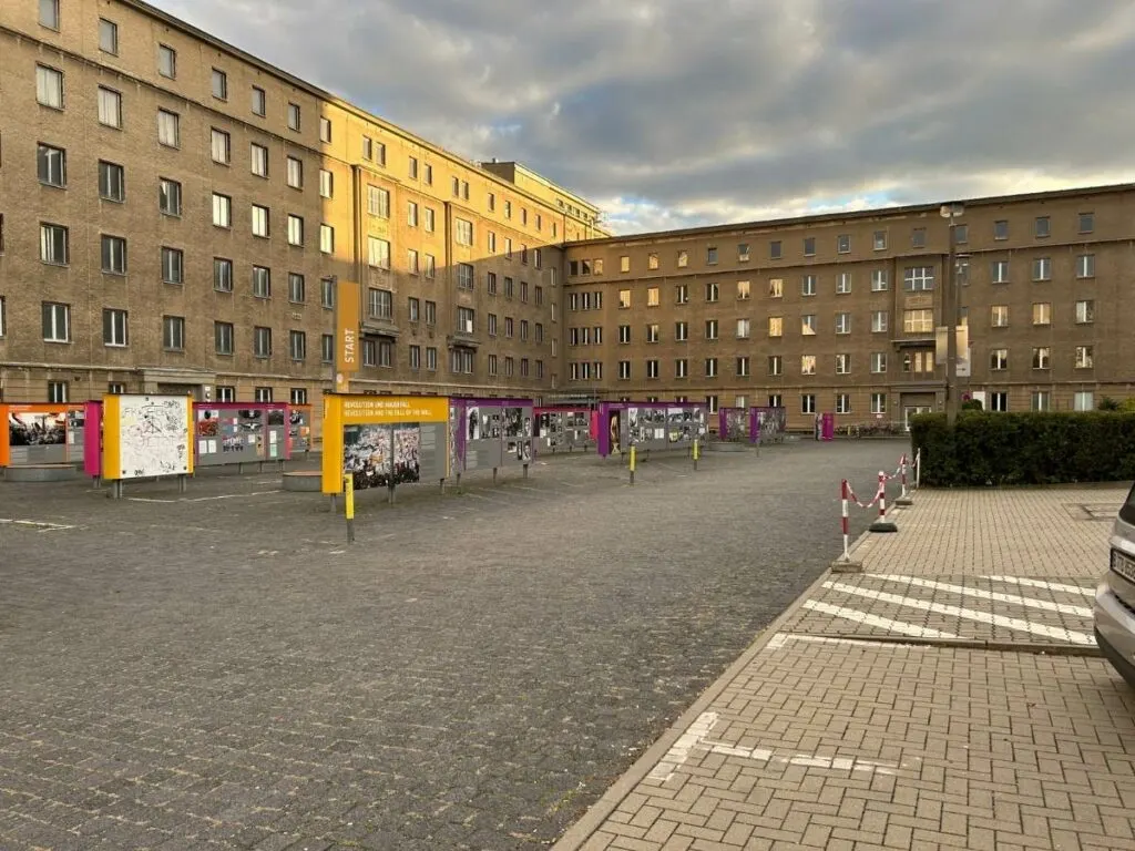 exhibition detailing the history of the stasi outside the stasi museum