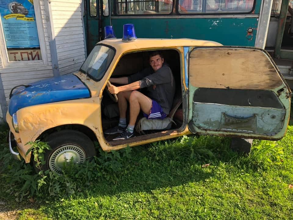 Me in a Soviet car