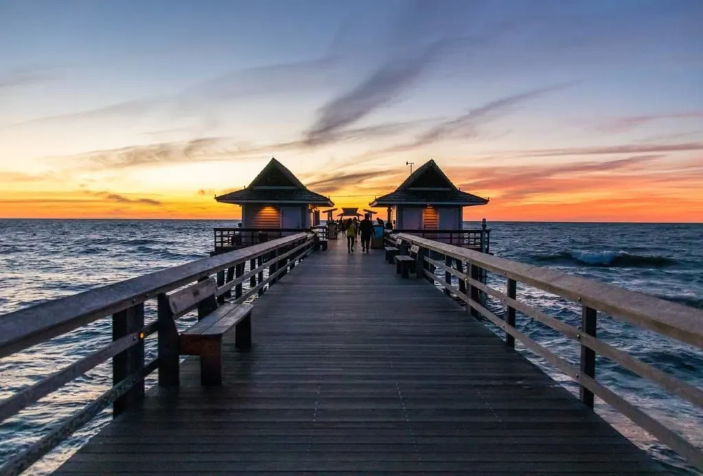 sunset at Naples pier