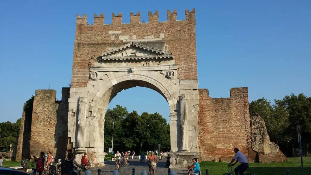 Arco d'Augusto, an ancient Roman brick arch in Rimini