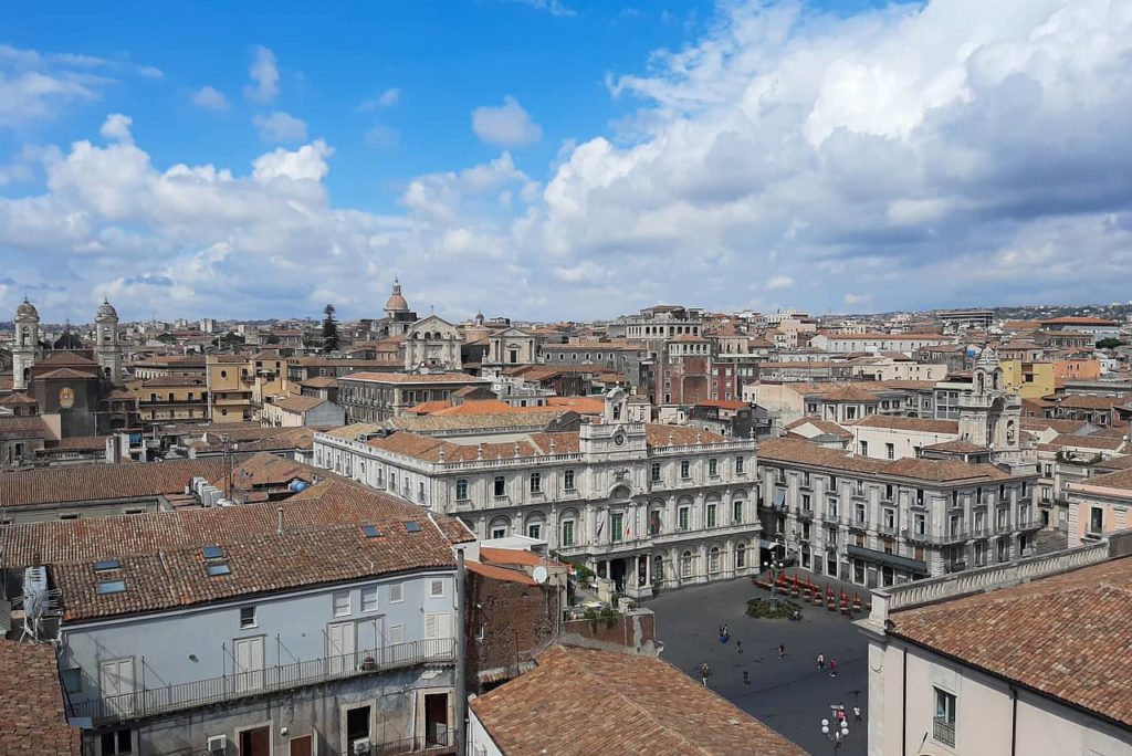 skyline of Catania with terracotta roofs visible