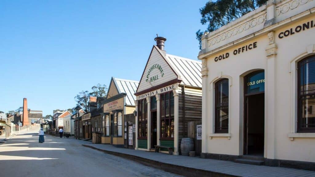 old white buildings at sovereign hill