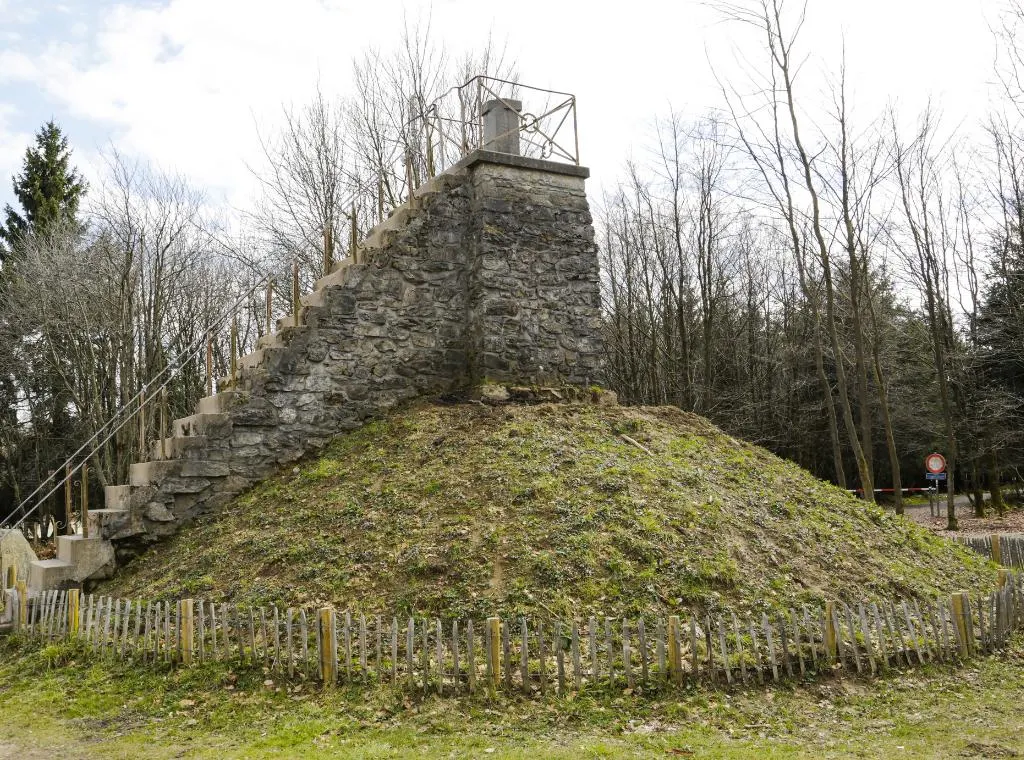 the steps that lead up to the top of signal de botrange, the highest point in Belgium