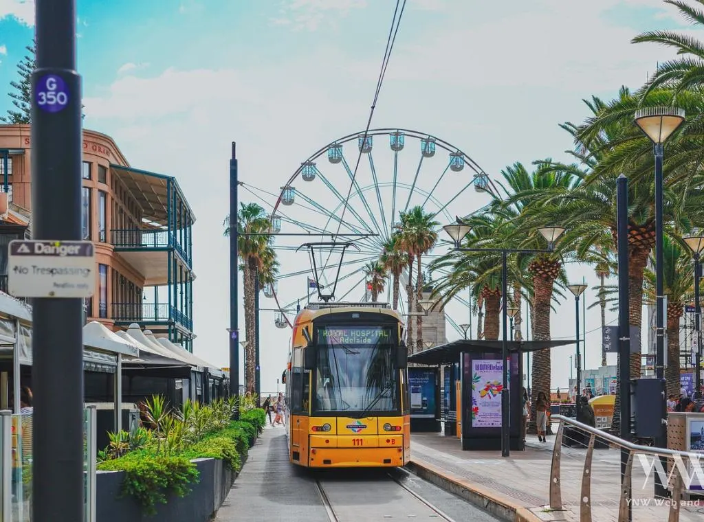 a yellow tram in glenelg