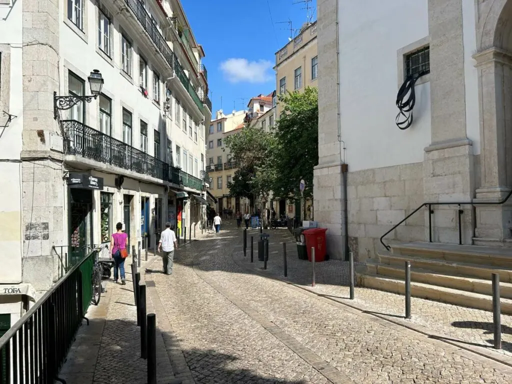a cobbled street in Lisbon