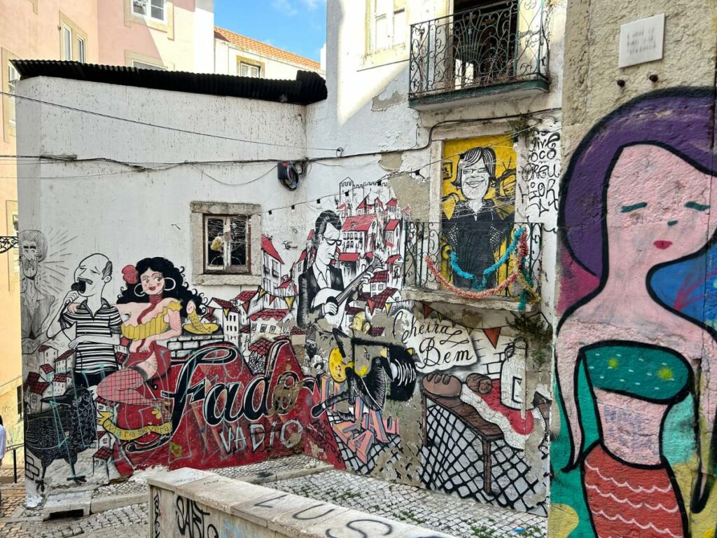 street art in lisbon depicting fado