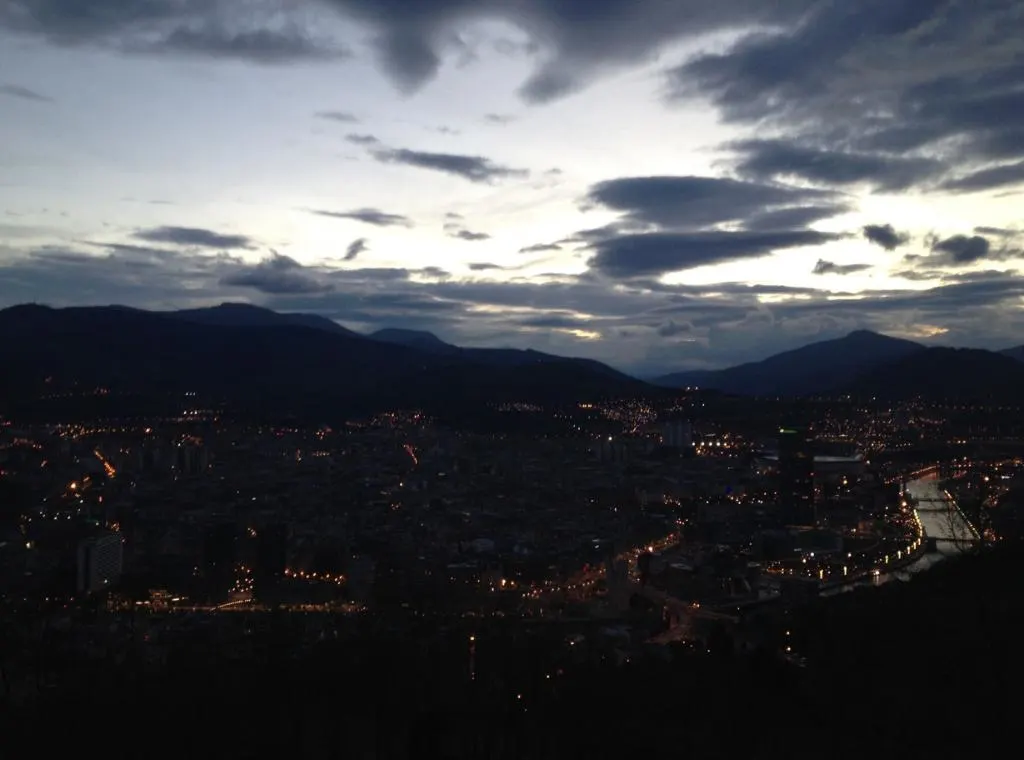 view from mount artxanda at night