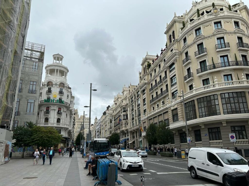a busy street in madrid