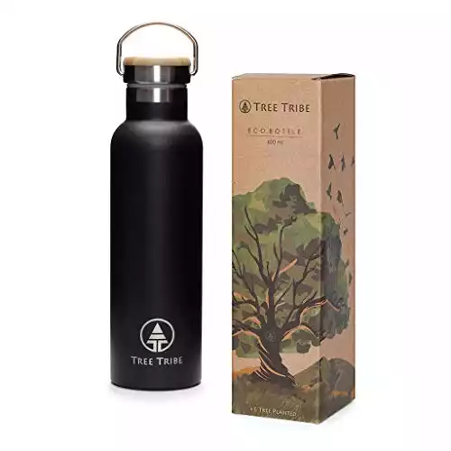 Tree Tribe Black Stainless Steel Water Bottle
