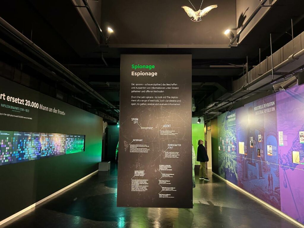 exhibits about espionage inside the German Spy Museum