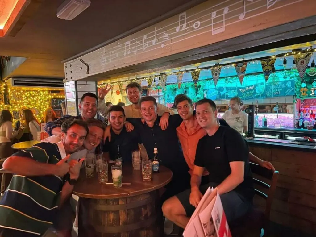 me and my friends in a bar in Chester