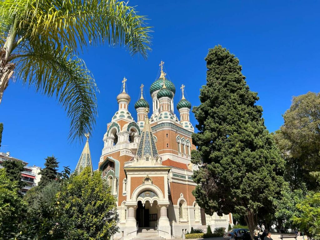 the exterior of the Russian Orthodox Cathedral in Nice