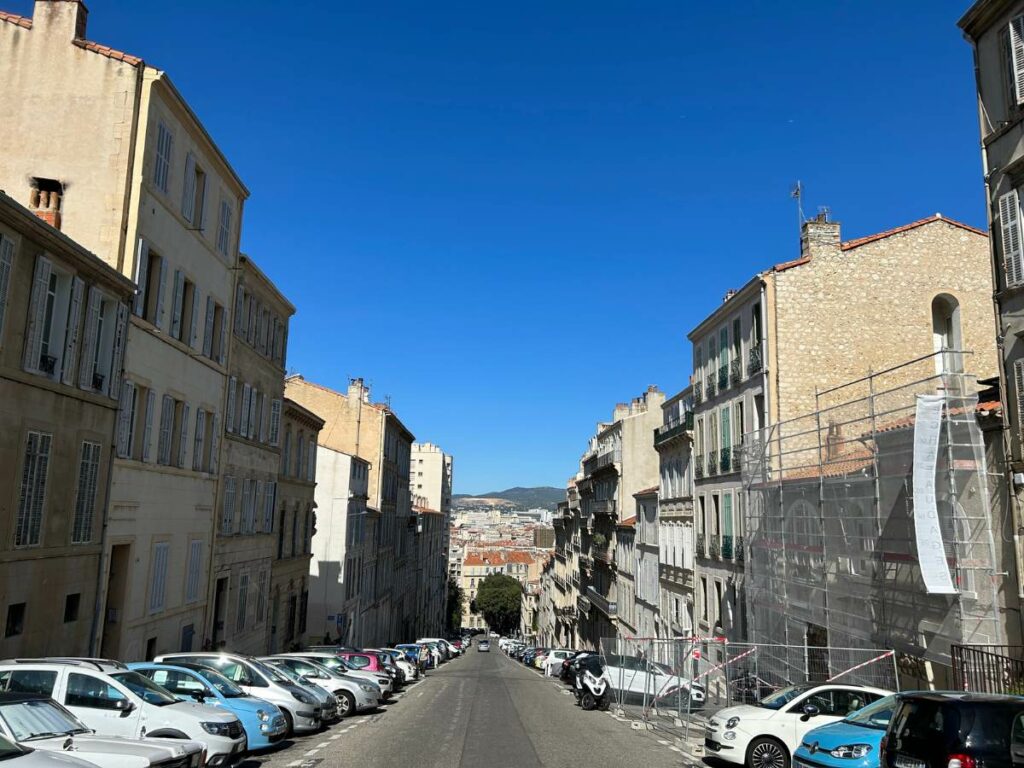 a steep street in Marseille