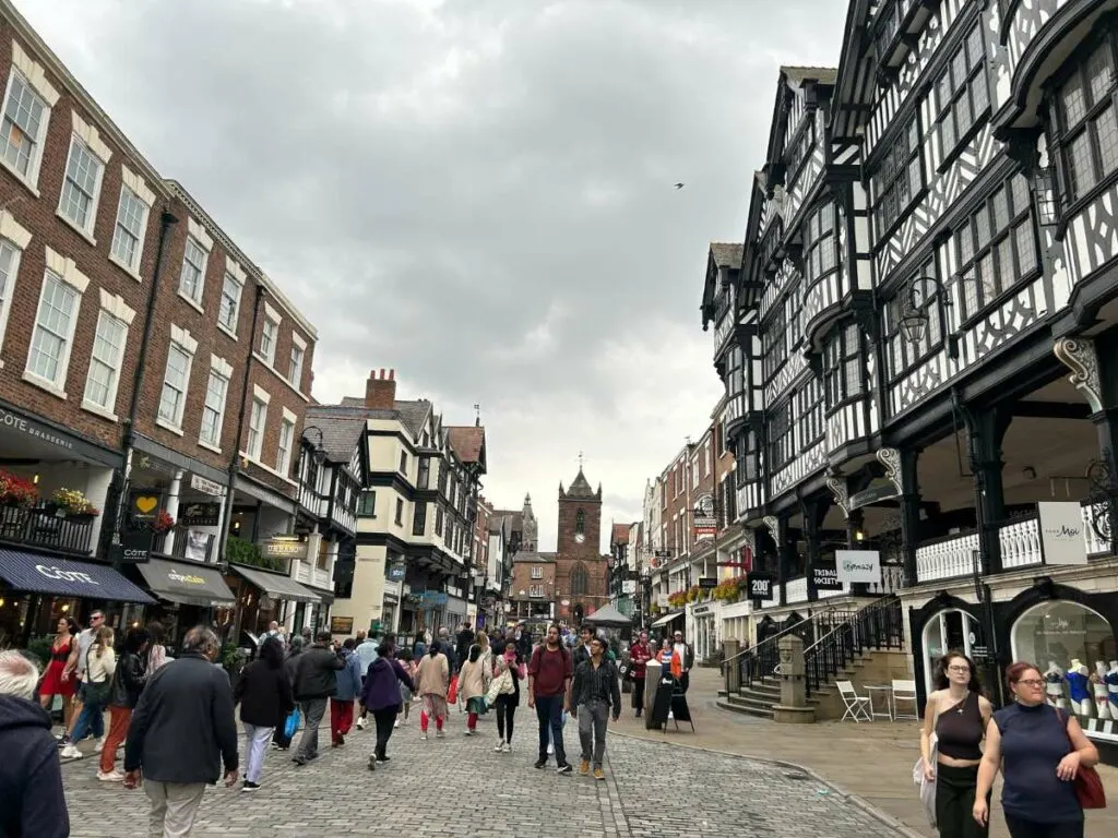 walking down Bridge Street in Chester