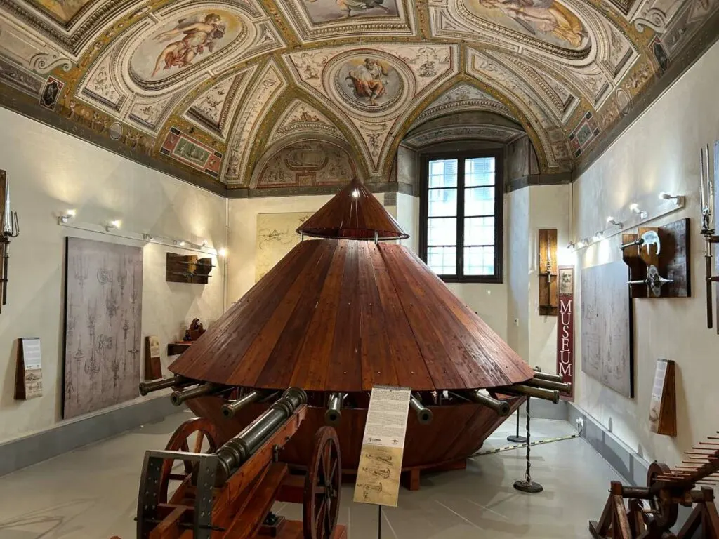 A 360 degree wooden gun turret in the DaVinci Museum in Florence