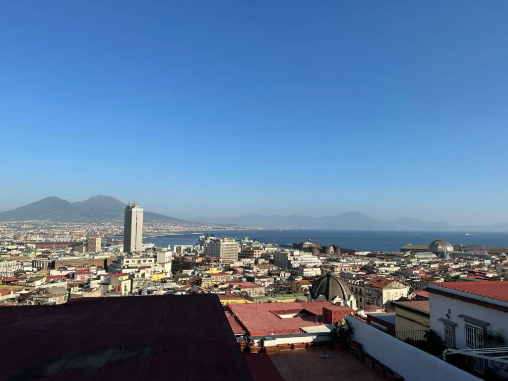 view of the Naples skyline with Vesuvius in the background