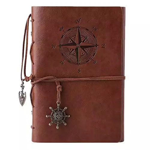 MALEDEN Refillable Spiral Daily Notepad Classic Embossed Travel Journal Diary
