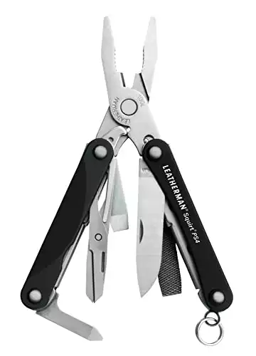 LEATHERMAN, Squirt PS4 Keychain Multitool with Spring-Action Scissors and Aluminum Handles, Built in the USA, Black