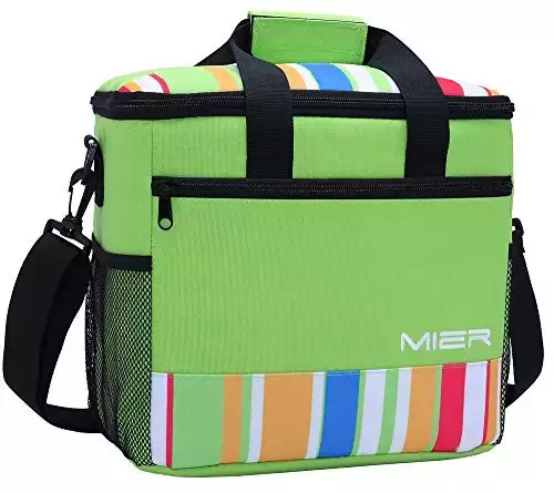 MIER Insulated Lunch Cooler Bag for Men Women, 24 Can Large Lunch Bags Tote Leakproof Lunchbox Coolers for Work Travel Picnic, Green