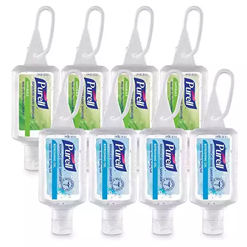 Purell Advanced Hand Sanitizer Variety Pack, Naturals and Refreshing Gel, 1 Fl Oz Travel Size Flip-Cap Bottle with Jelly Wrap Carrier (Pack of 8), 3900-09-ECSC