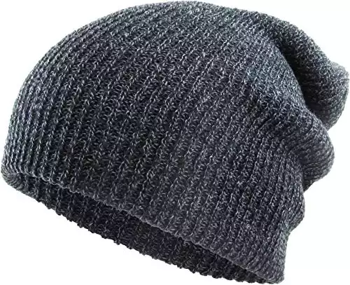 KBW-10 DGY Slouchy Beanie Baggy Style Skull Cap Winter Unisex Ski Hat,(10) Dark Gray,One Size Fits All