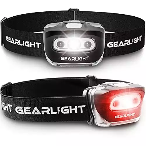 GearLight 2Pack LED Headlamp - Outdoor Camping Headlamps with Adjustable Headband - Lightweight Headlight with 7 Modes and Pivotable Head - Stocking Stuffer Gifts for Men