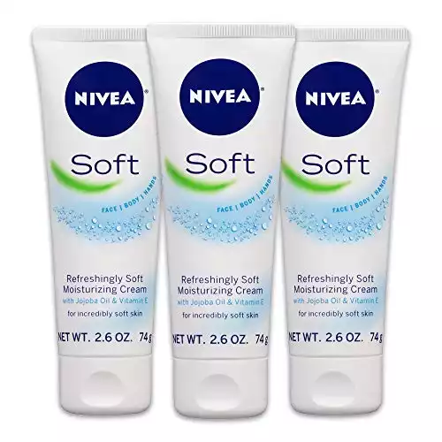 NIVEA Soft, Refreshingly Soft Moisturizing Cream, Body Cream, Face Cream, and Hand Cream, 3 Pack of 2.6 Oz Tubes