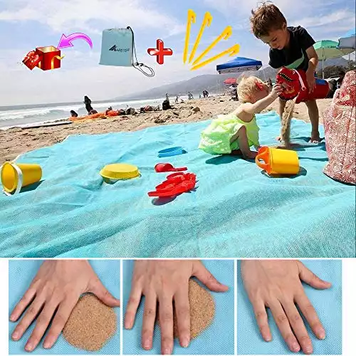 ABETER Sand Free Beach Mat Blanket Sand Proof Magic Sandless Sand Dirt & Dust Disappear Fast Dry Easy to Clean Waterproof Rug Avoid Sand Dirt and Grass Keep Everything Clean (57 * 79")
