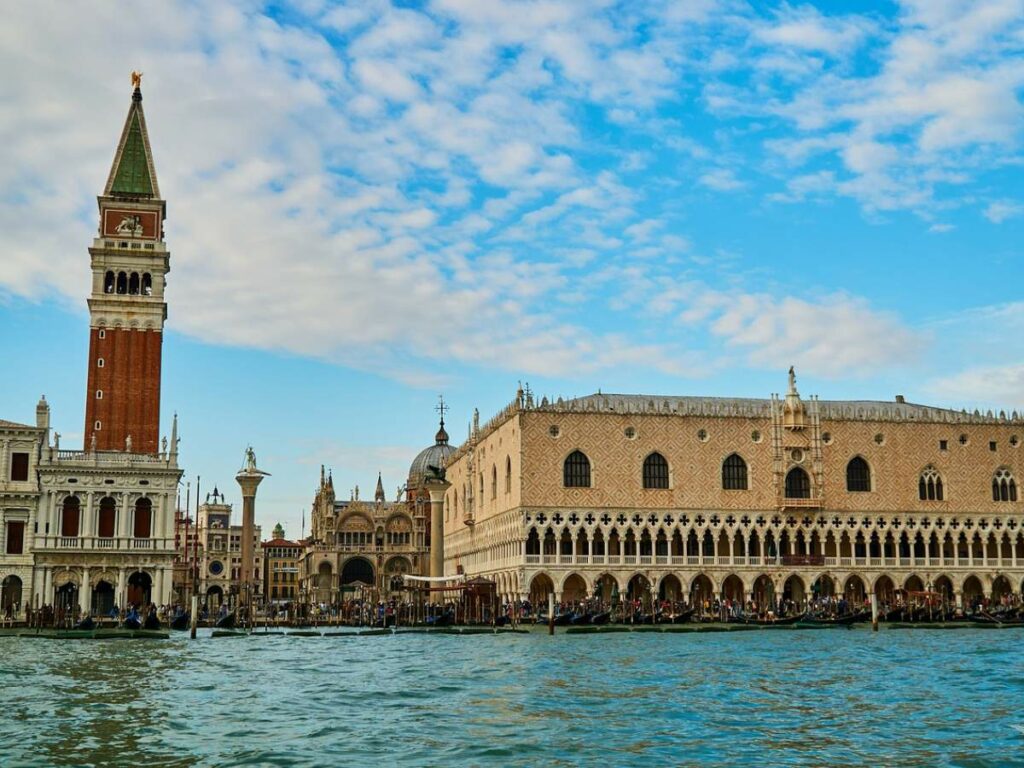view of the Doge's Palace from the water in Venice