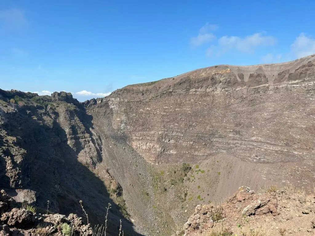 atop Mount Vesuvius looking into the cone of the volcano