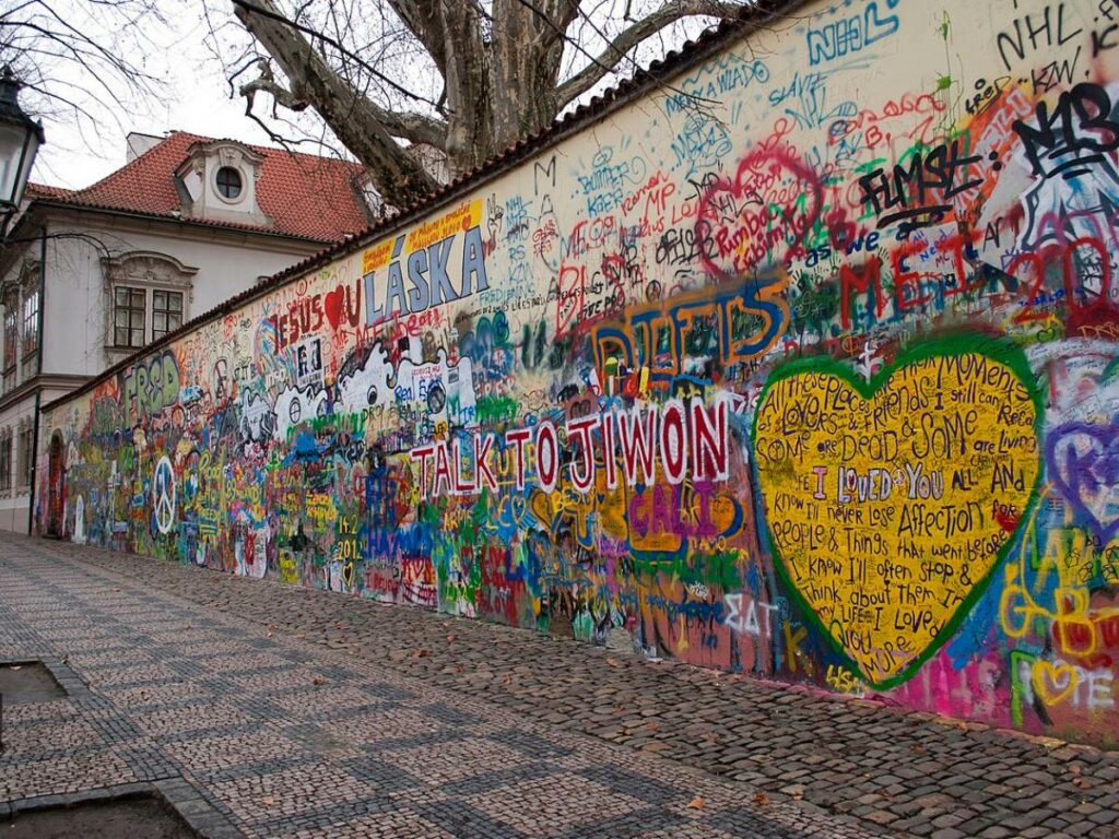Graffiti on John Lennon Wall in Prague